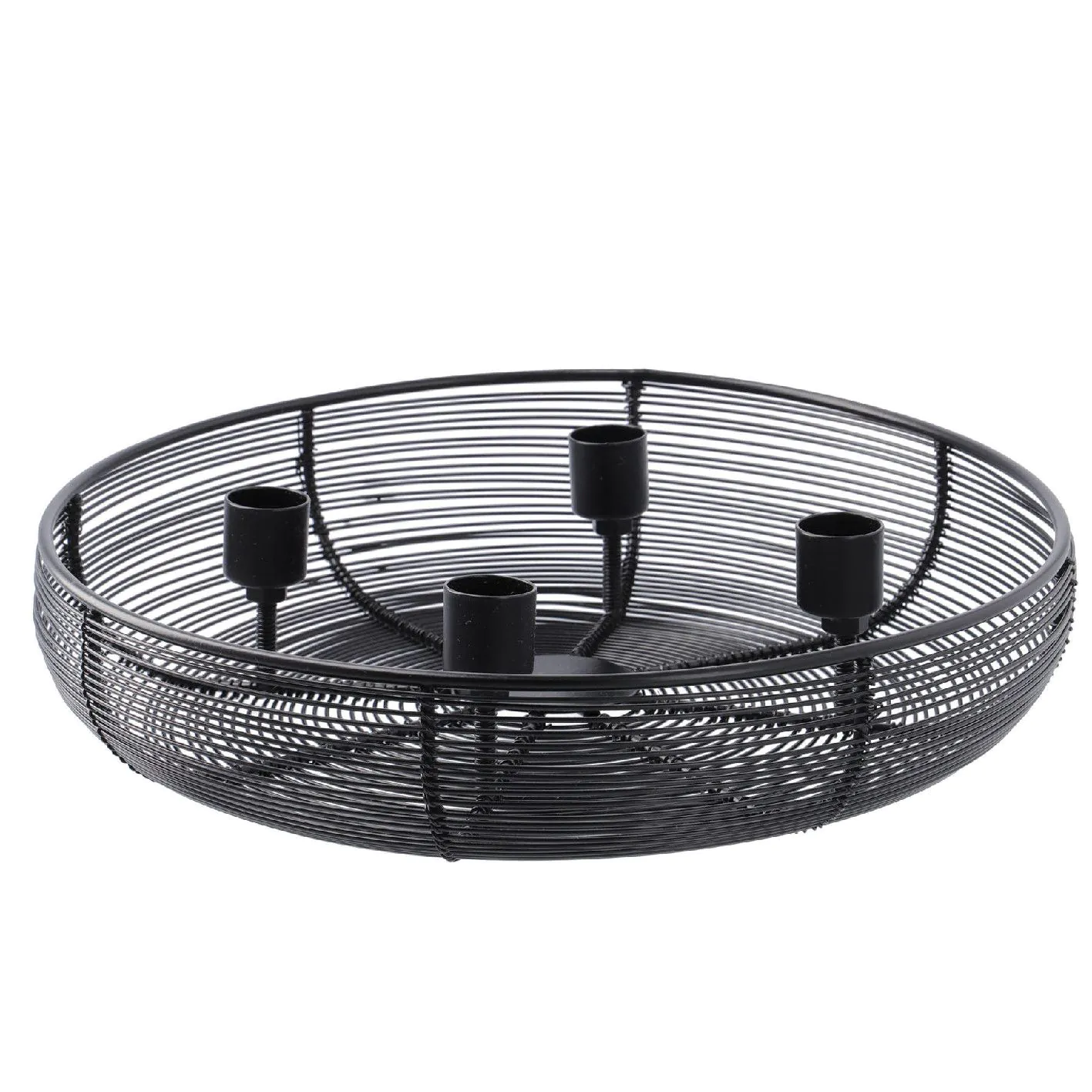 Adventleuchter Korb, schwarz matt, 28 cm