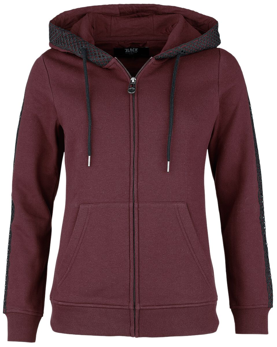 Sweat à Capuche Zippé avec bords en dentelle | Black Premium by EMP Sweat-shirt zippé à capuche