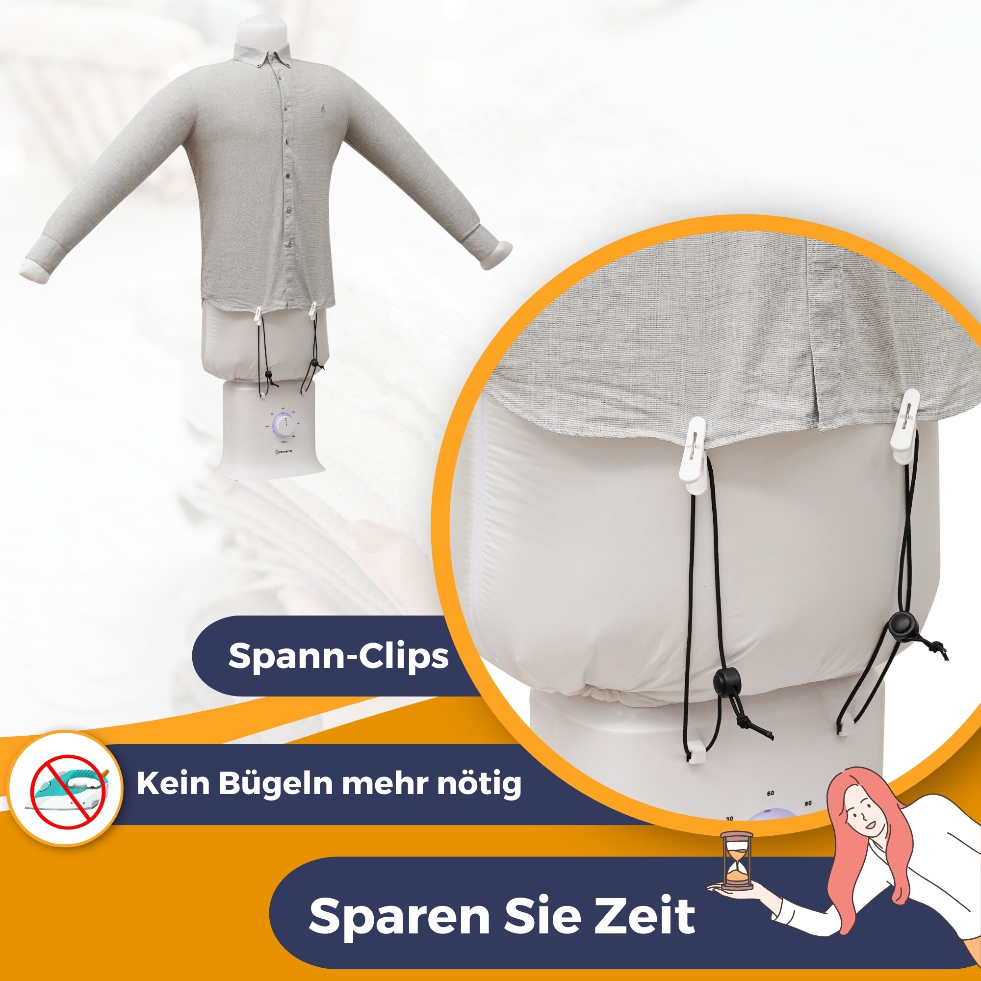 Sommertal Bügelpuppe Gentleman – Hemdenbügler & Bügelmaschine für Hemden, Blusen, T-Shirts, Hosen – Bügelautomat mit 2-in-1 Bügeln & Trocknen Funktionen – effiziente Bügelhilfe