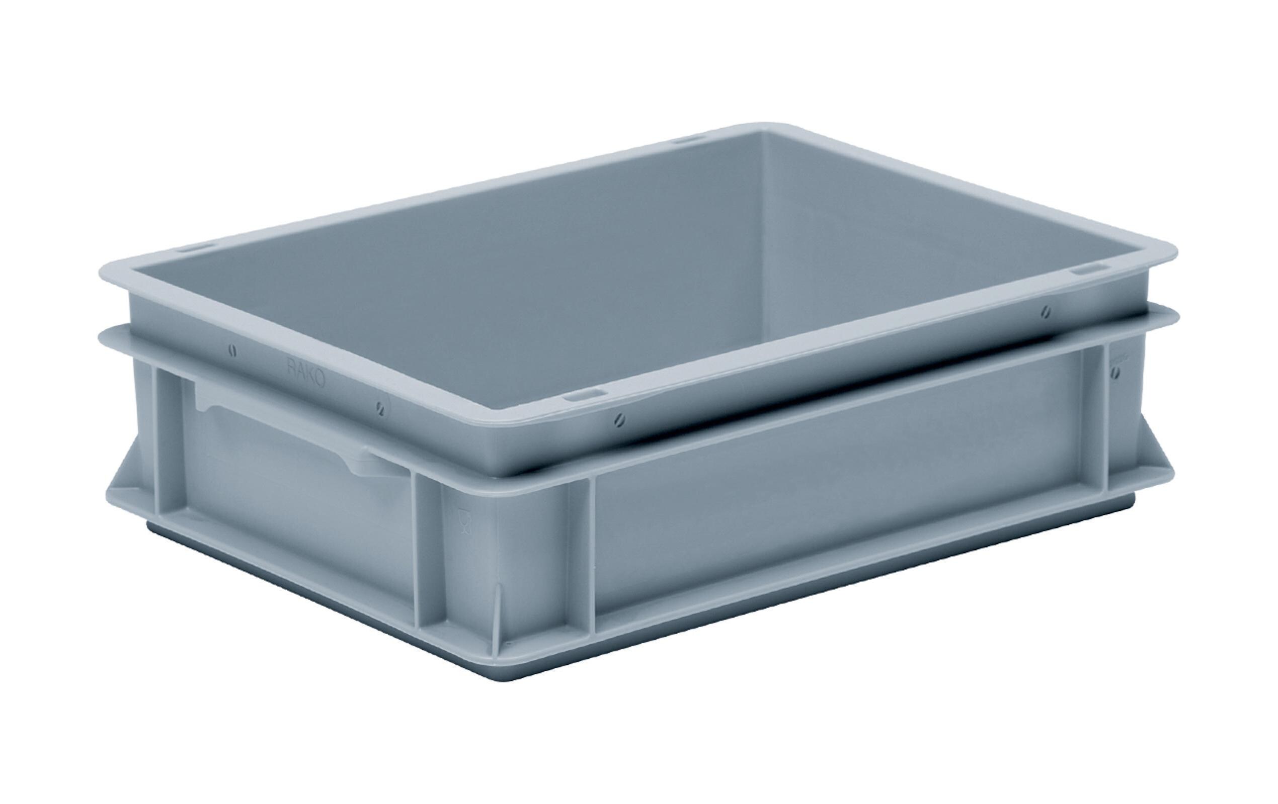 Stapelbehälter RAKO 400x300x117 GrauStapelbox mit Muschelgriffen, 1 Stück, grau