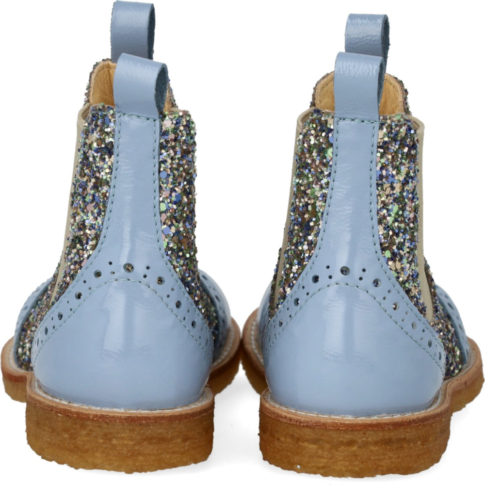 Køb Angulus Sky Blue/Spring Multi Glitter/Beige Chelsea Støvle Med Glitter Og Brogues Detaljer