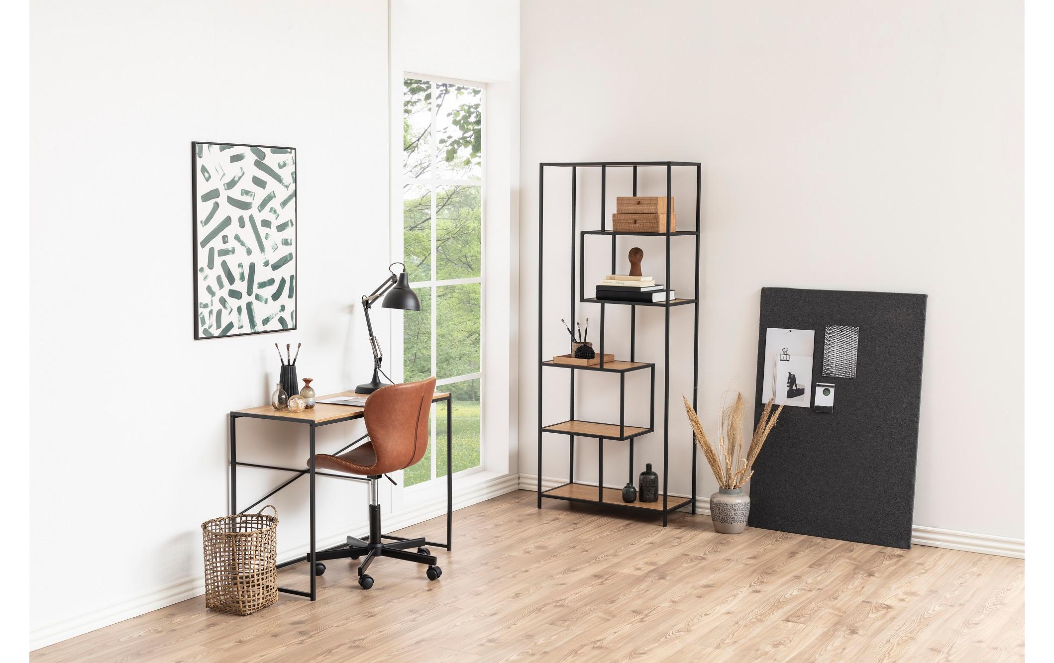 Tisch Seaford, Schwarz matt / Wildeiche mattBürotisch im modernen Industriestil
