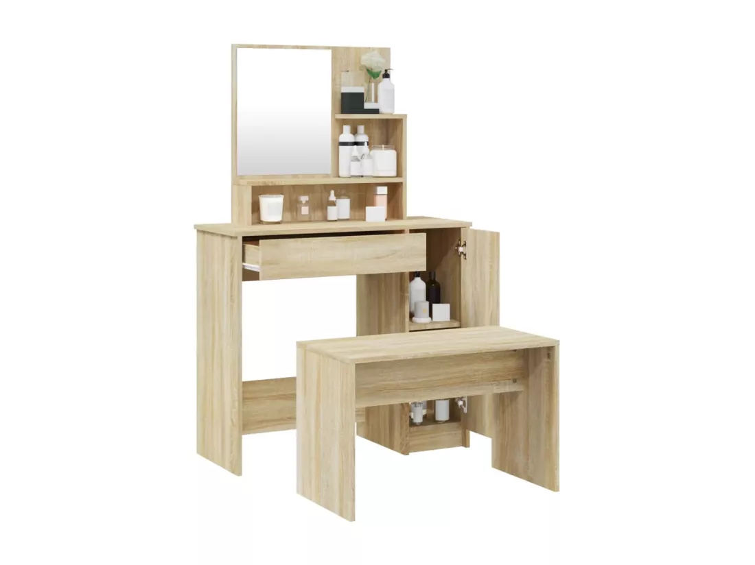 Ensemble de coiffeuse Chêne Sonoma 86,5x35x136 cm
