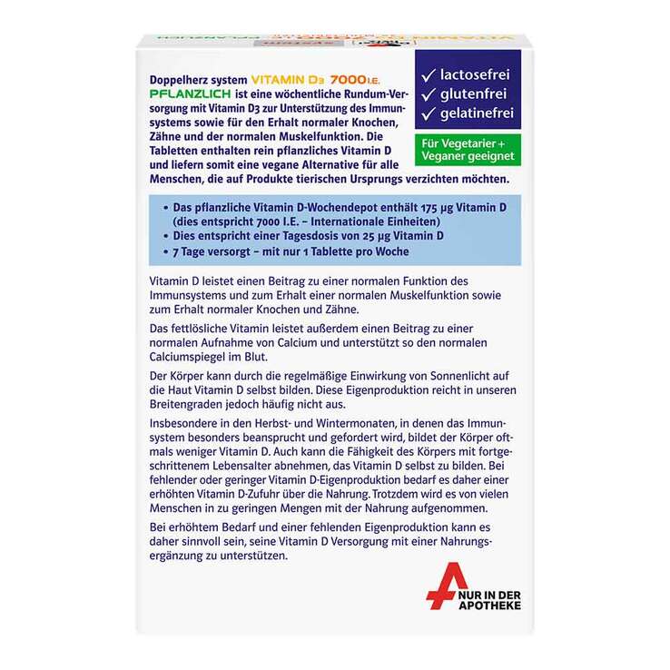 Doppelherz Vitamin D3 7000 I.E. pflanzlich sys.TAB, 30 St