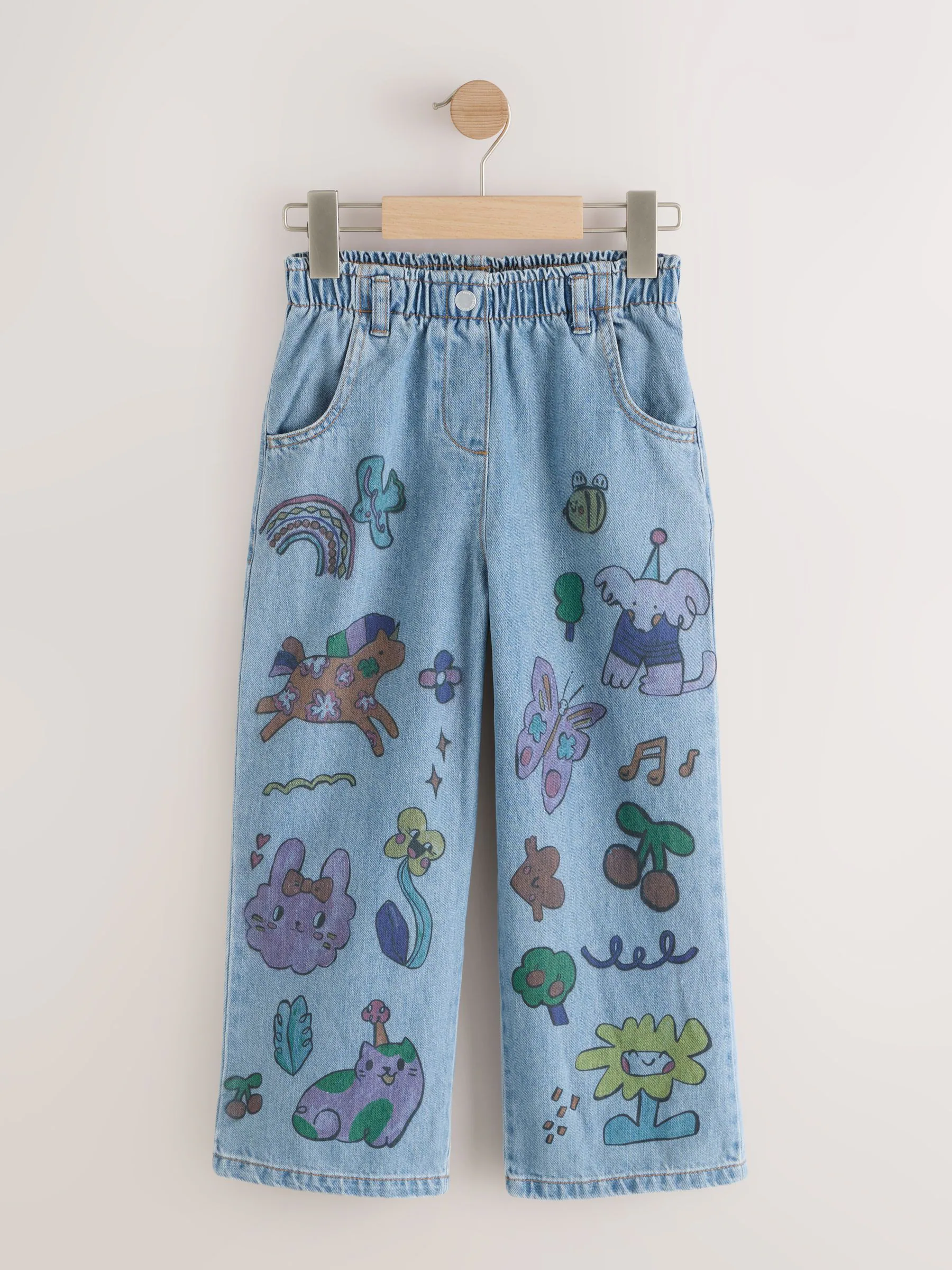 Denim - Jeans met print van figuurtjes (3mnd-7jr)