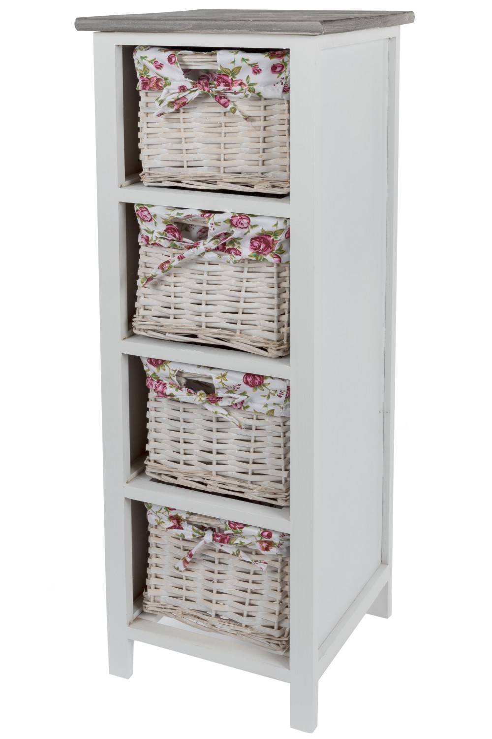 Kommode TOUJOURS - weiß-rosé - 4 Schubkörben