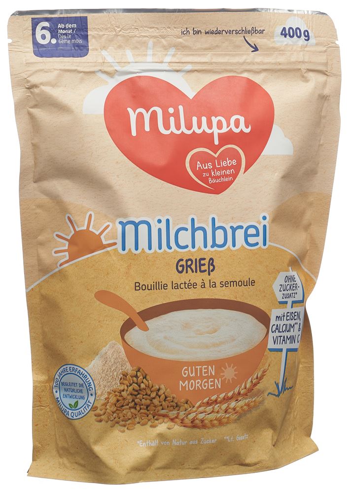MILUPA Milchbrei Griess<br>400 g, Beutel, nach 6 Monaten