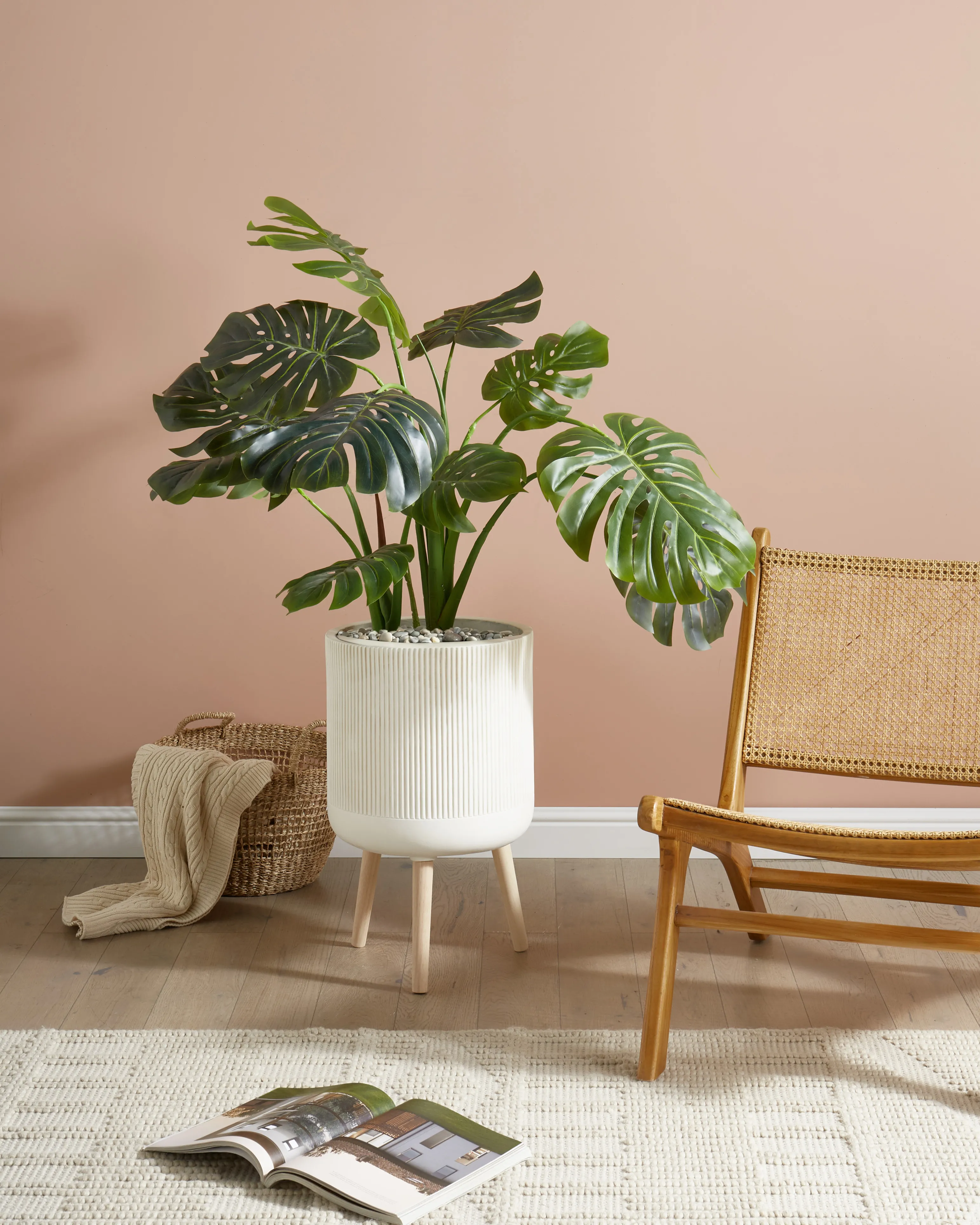 Verhoogde bloempot MACLURA 35 cm Lichtbeige