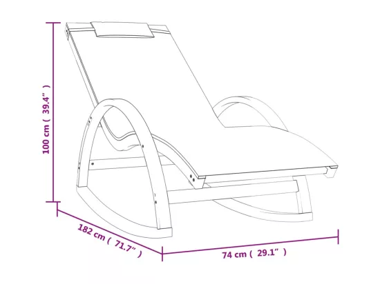 Chaise à bascule textilène blanc et bois de peuplier massif