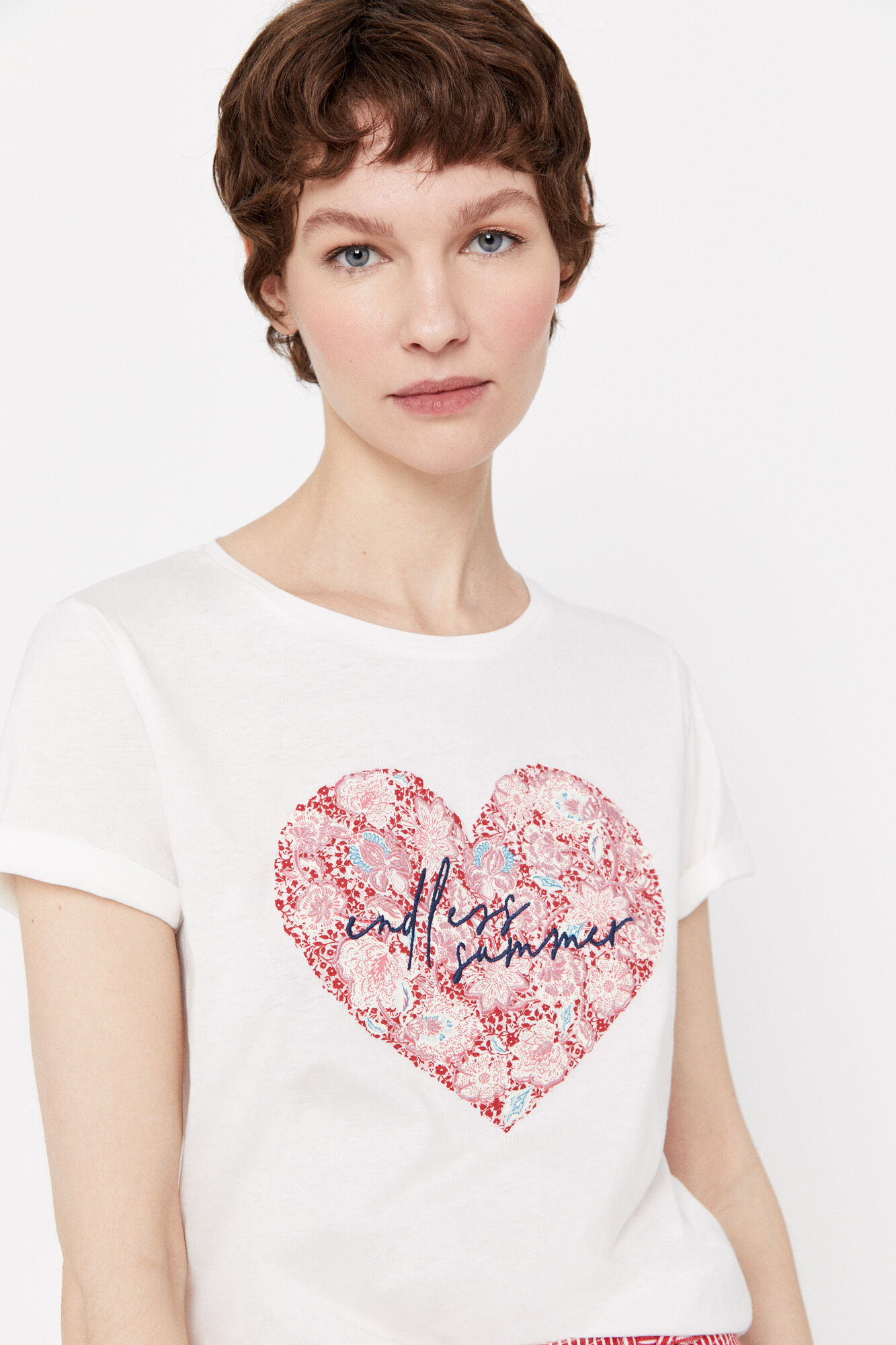 Camiseta com estampa floral - Branca