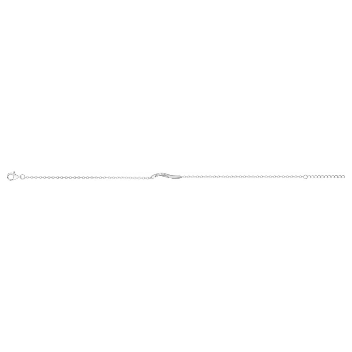 Bracelet souple mono-motif en Argent avec oxyde de zirconium blanc