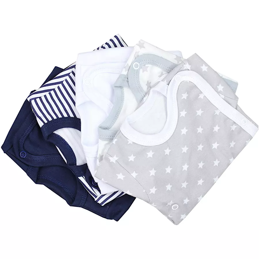TupTam Baby Jungen Kurzarm Wickelbody 5er Set grau