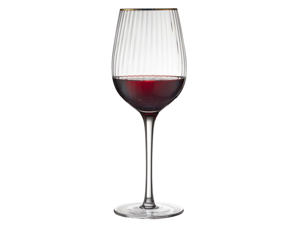 Lyngby Glas  Palermo rødvinsglas, guldkant - 4 stk.