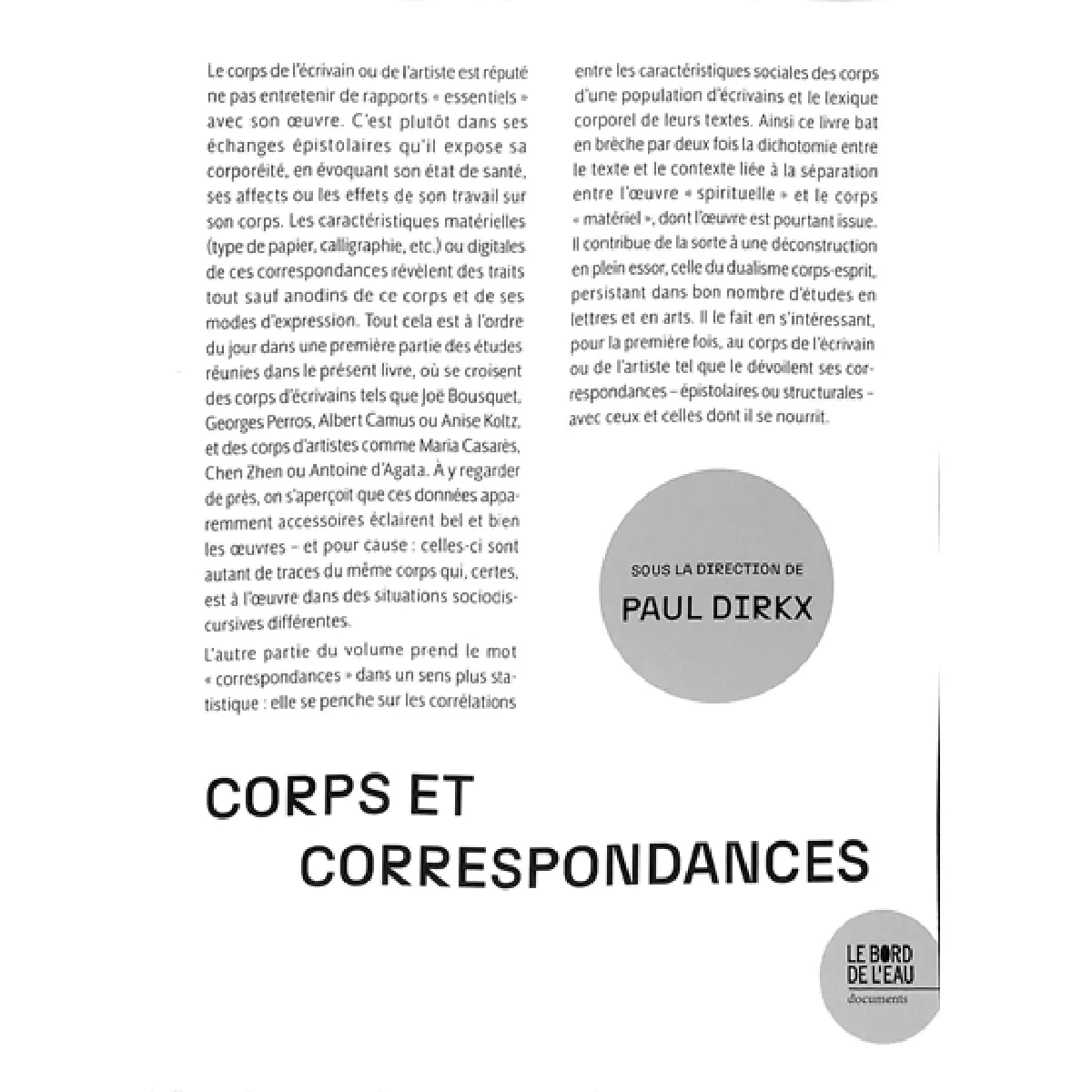 Corps et correspondances · Occasion