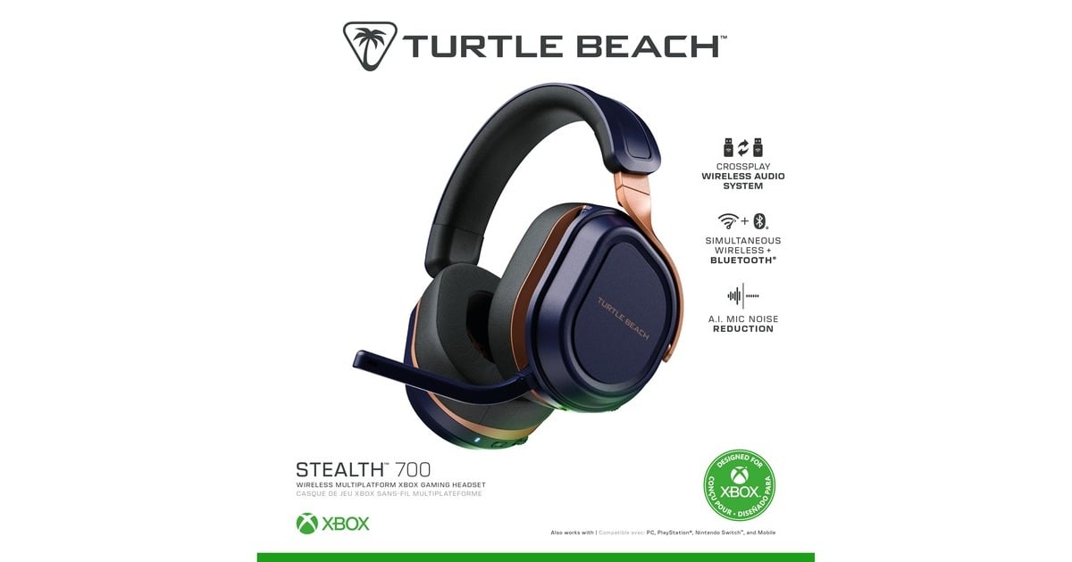 Turtle BeachStealth 700X Gen 3 draadloze gamingheadset over-ear   (Kobaltblauw, Xbox®, PC, Steam Deck en mobiel, 2,4GHz, Bluetooth 5.2)