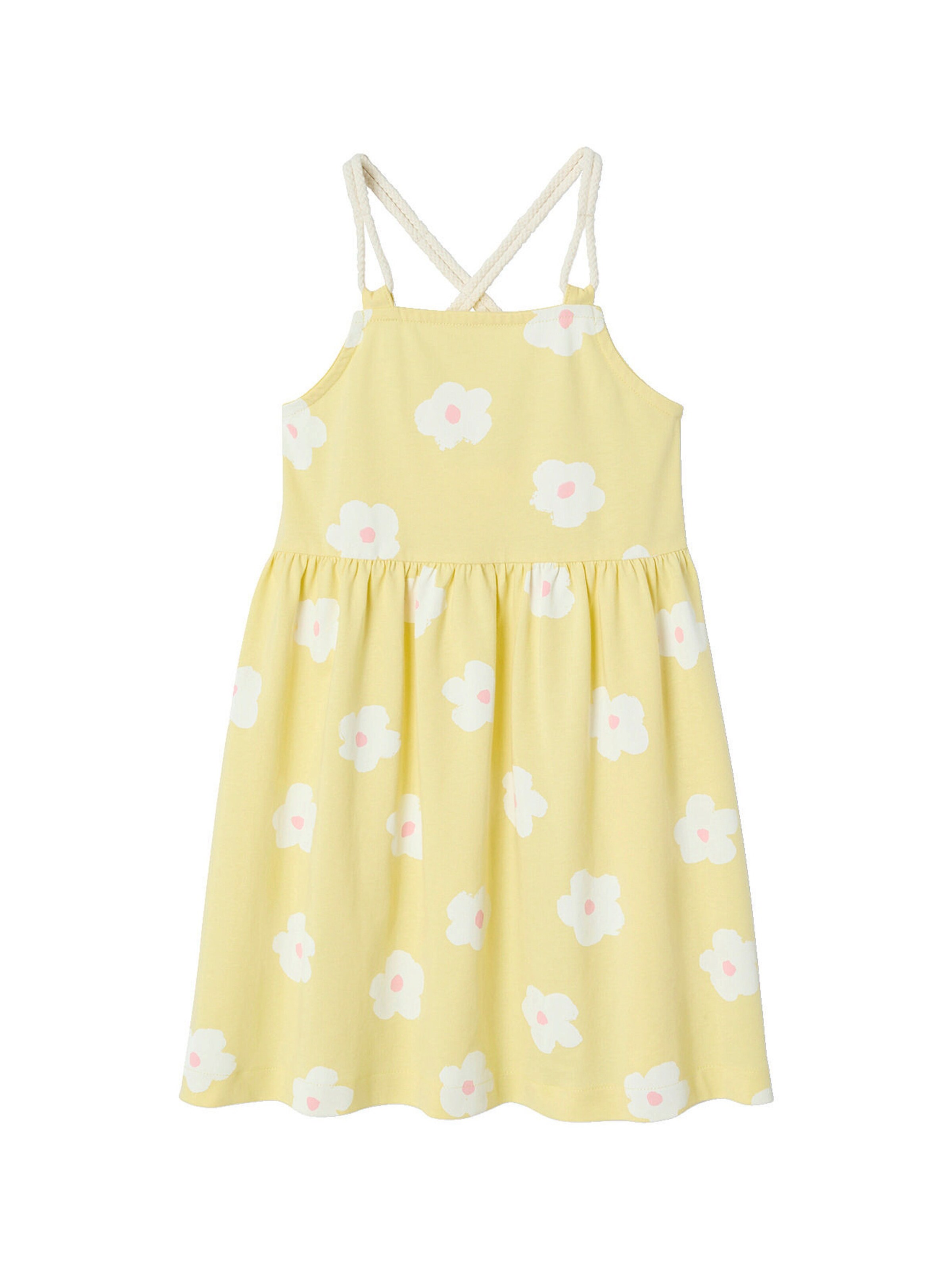Vertbaudet Mädchen Sommerkleid mit geflochtenen Trägern hellgelb