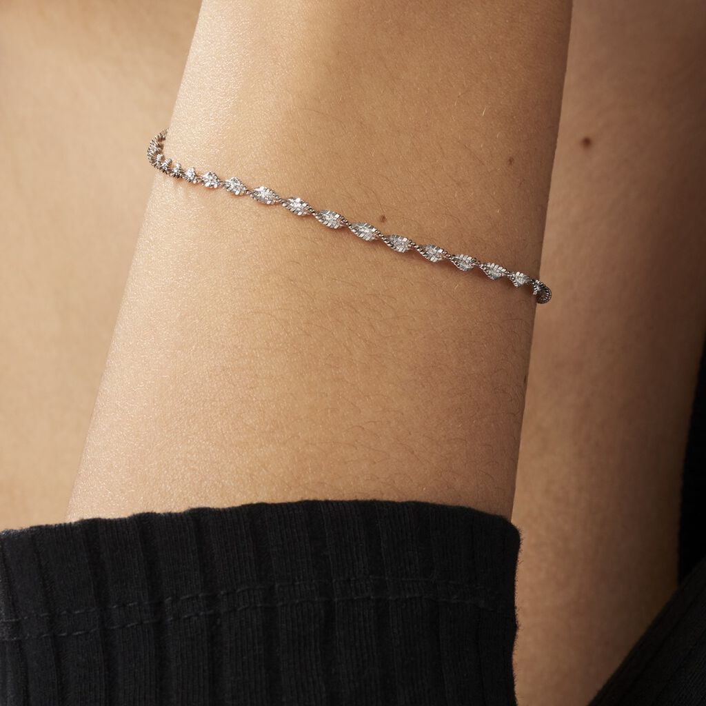 Bracelet Ciana Torsade Diamante Argent Blanc