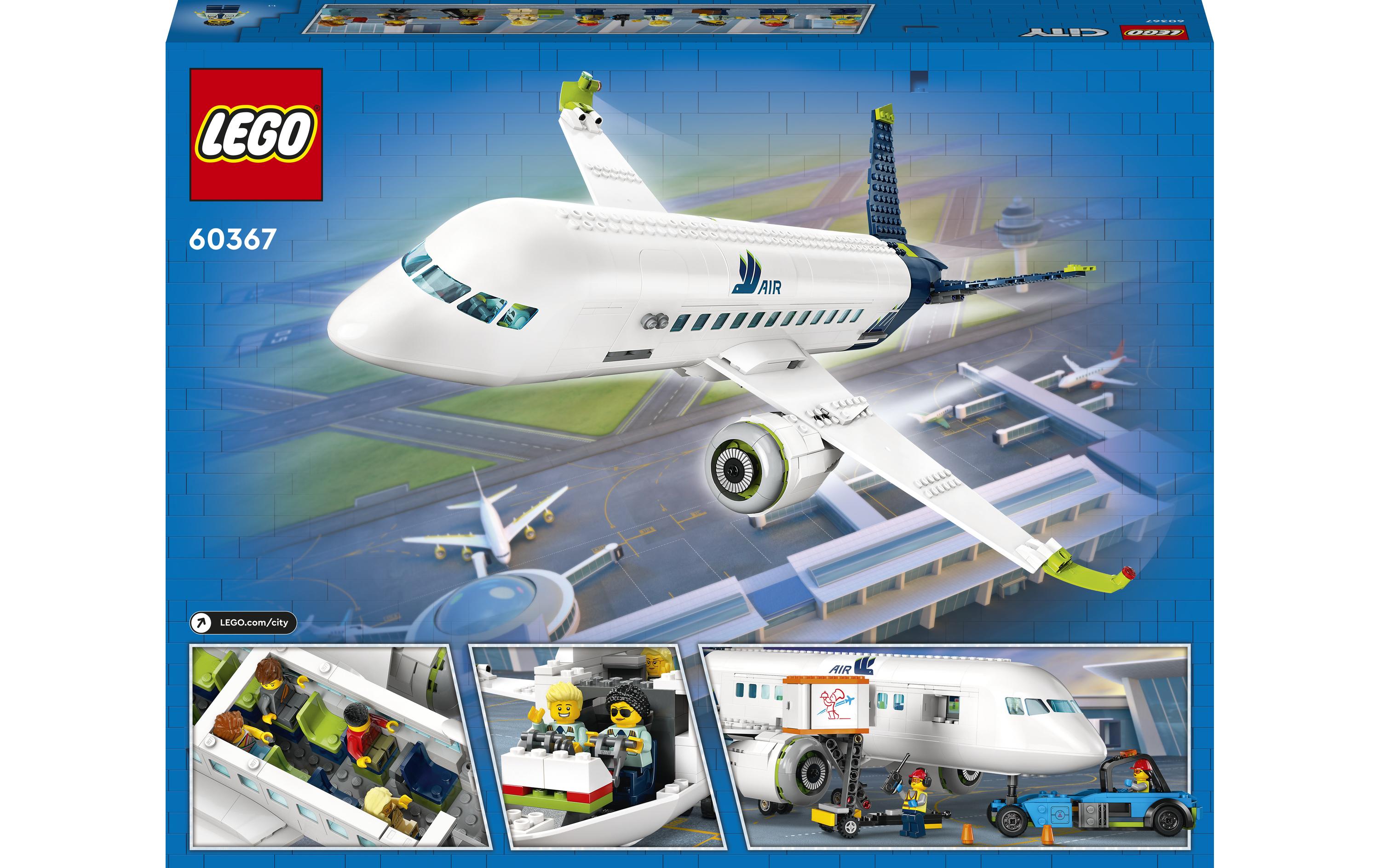 City Passagierflugzeug 60367Premium-Set mit Flugzeug und Bodenfahrzeugen