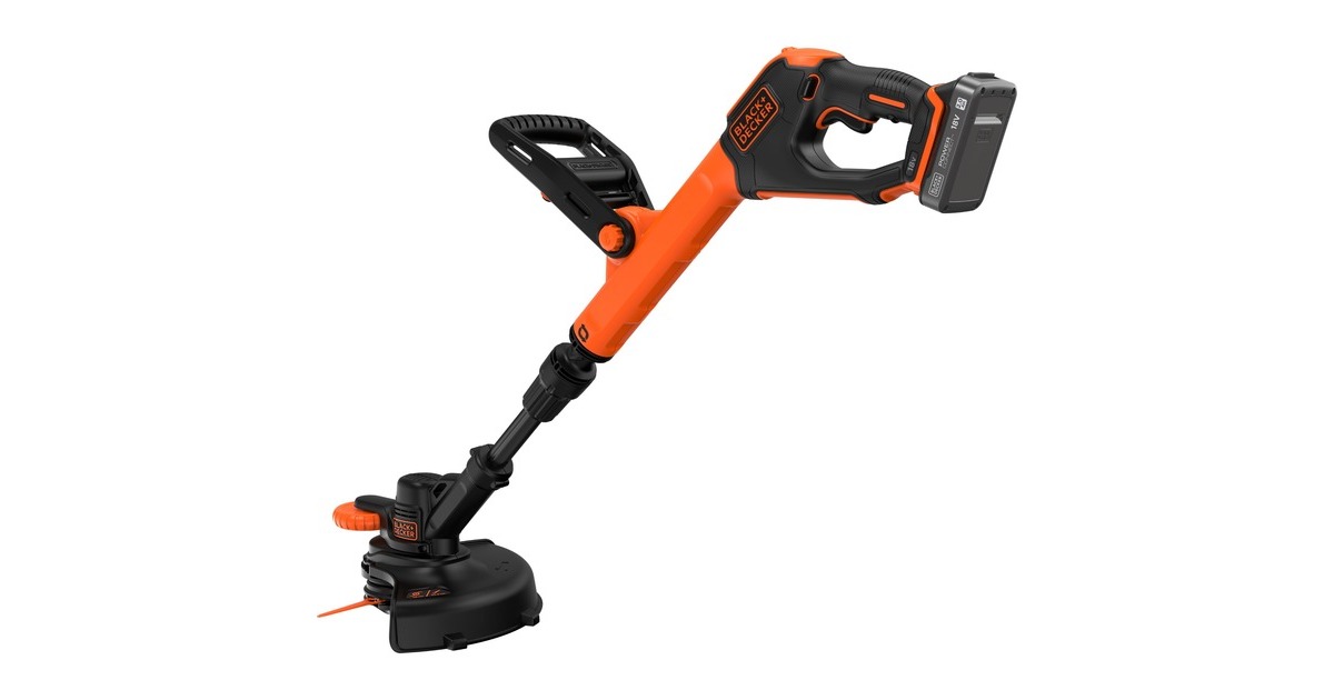 BLACK+DECKER18V Trimmer met 2 messen en accu grastrimmer  (Zwart/oranje, 25 cm, accu inbegrepen)