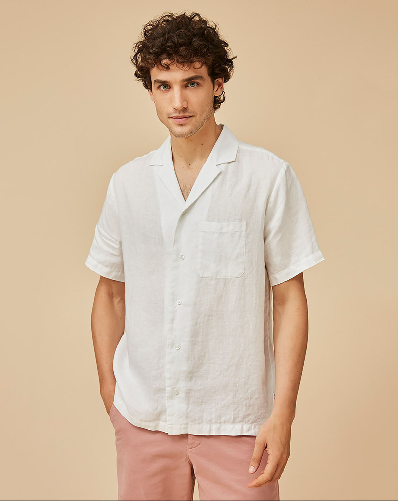 Harris Wilson Chemise Regular Fit 100% Lin Bernard blanche