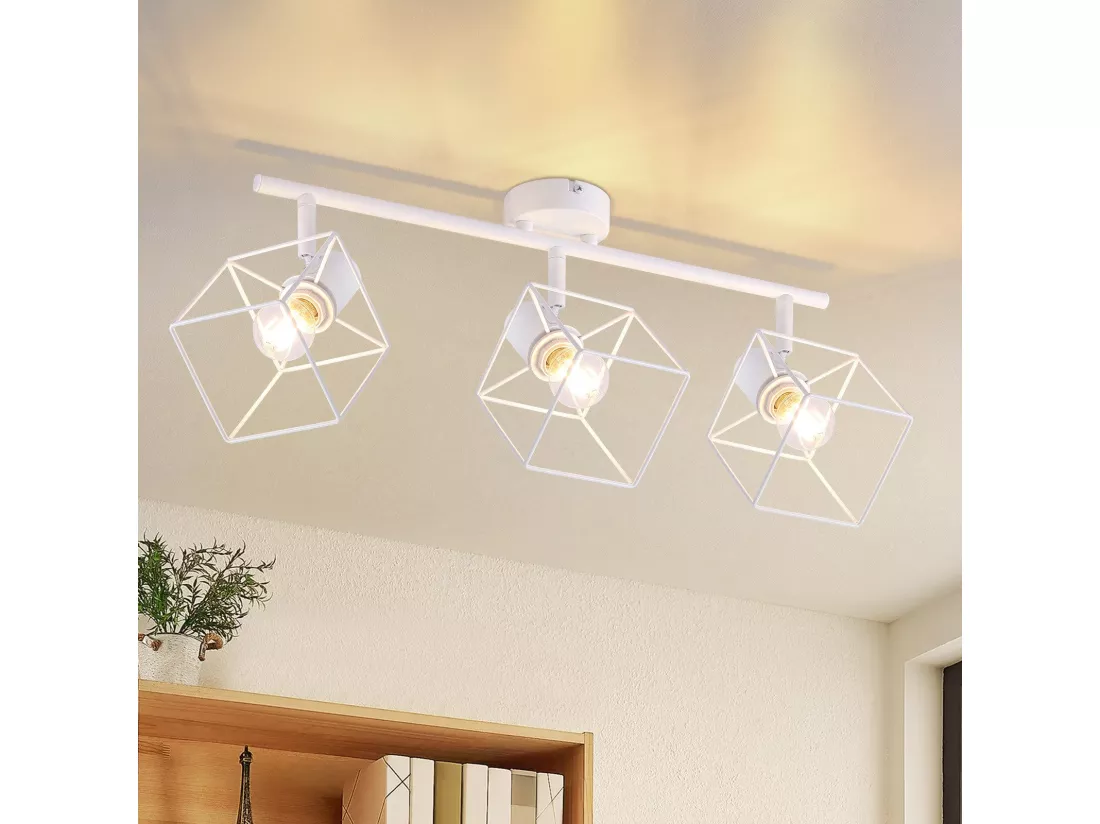 NETTLIFE Spot de plafond noir E14 plafonnier orientable à 350° vintage métal salon orientable sans ampoule