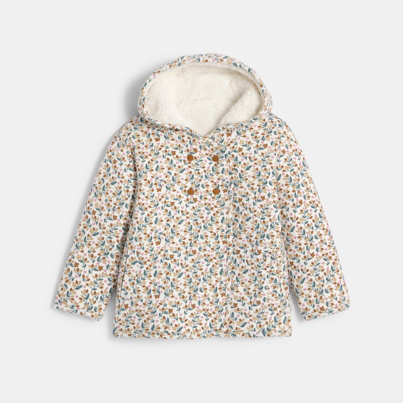 Veste réversible imprimée et doublure fausse fourrure bébé fille Marron