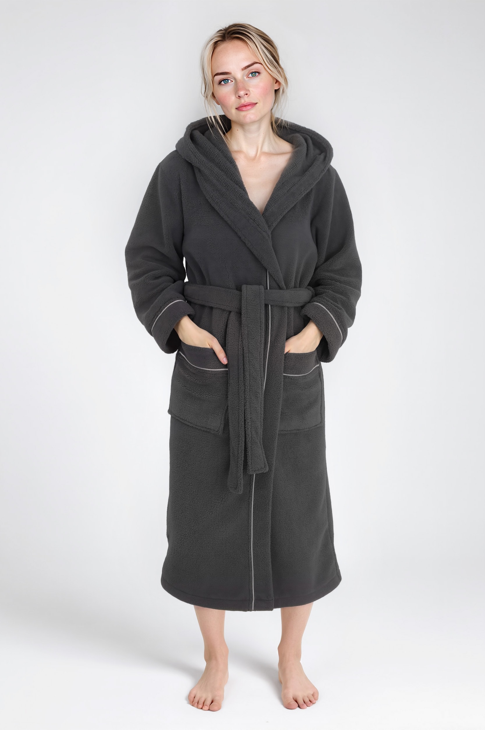 my home Unisex-Bademantel »Lillou, ideal für Sauna & Spa, Hotelbademantel, Morgenmantel«, 1 Stk. kuschelig weicher Fleece, plüsch, für Damen und Herren, XS-3XL