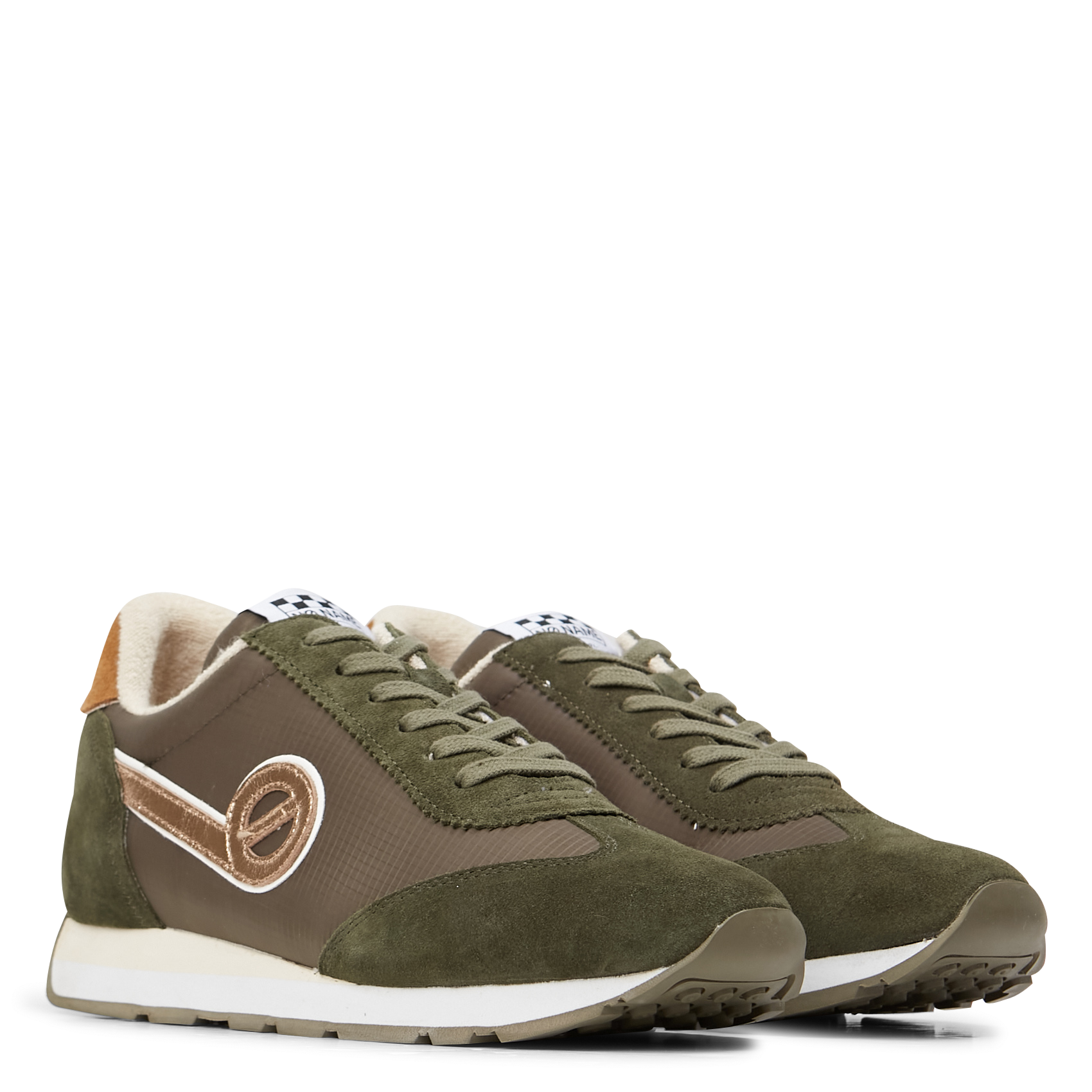 Baskets basses bi-matière | Kaki