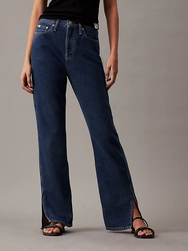 Calça jeans reta de cintura alta
