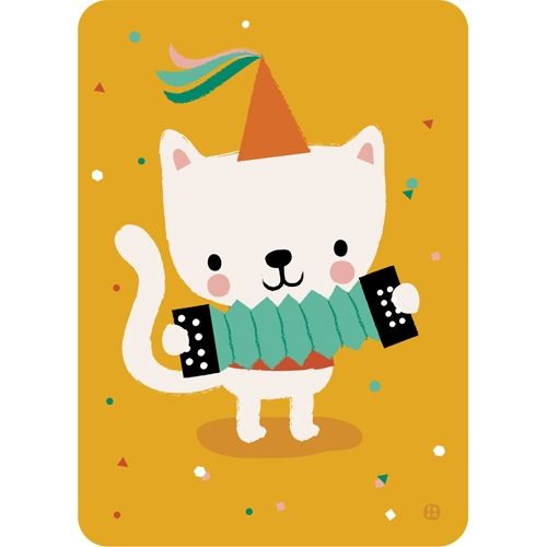 By bora verjaardagskaart - poes accordeon