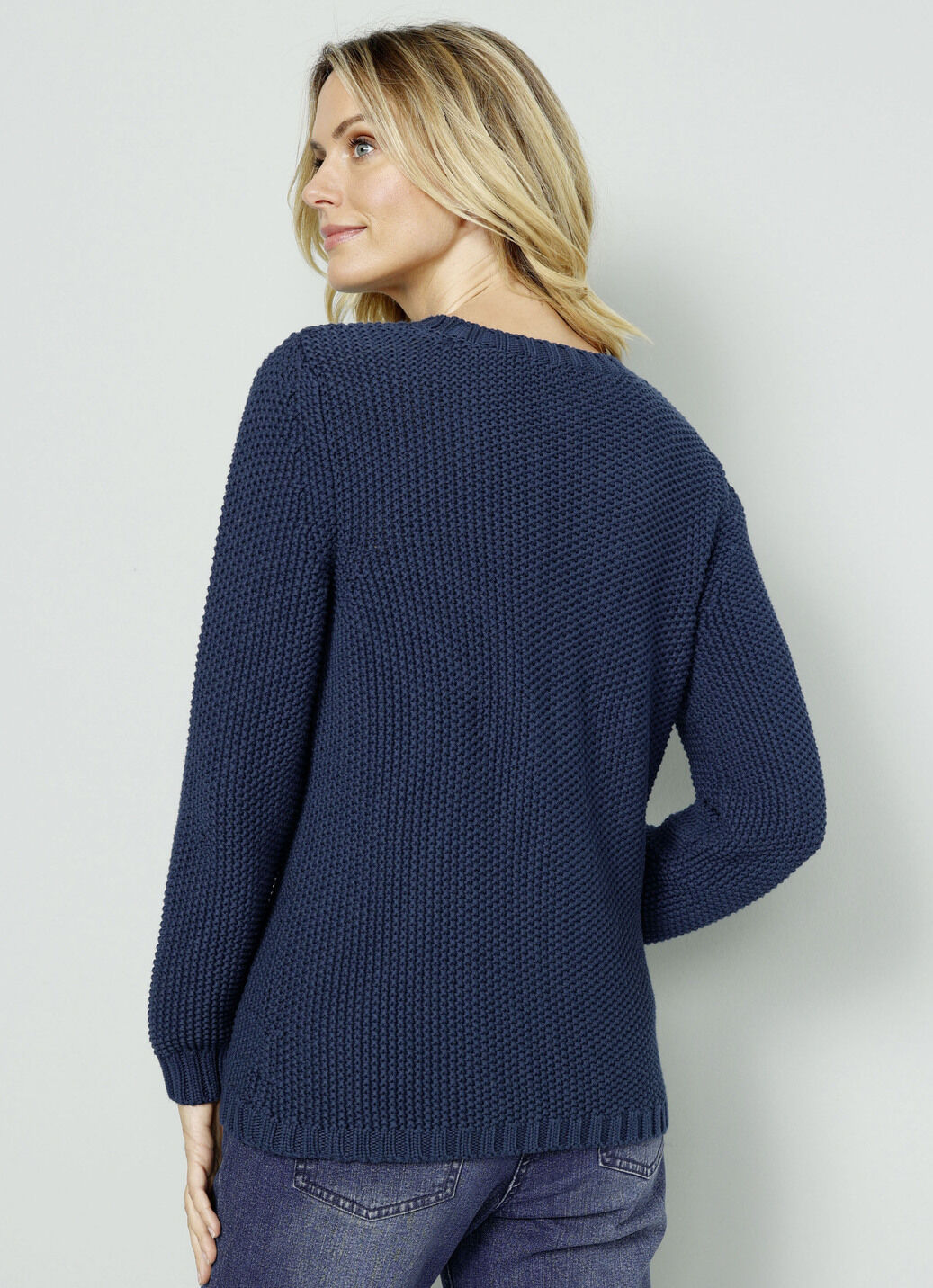 Pullover mit Schal in Grobstrick