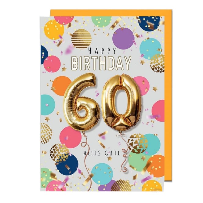 Glückwunschkarte - Happy Birthday - 60 - Alles Gute - mit Umschlag