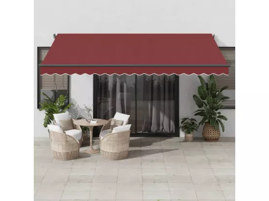 Auvent manuel rétractable avec LED bordeaux 450x350 cm