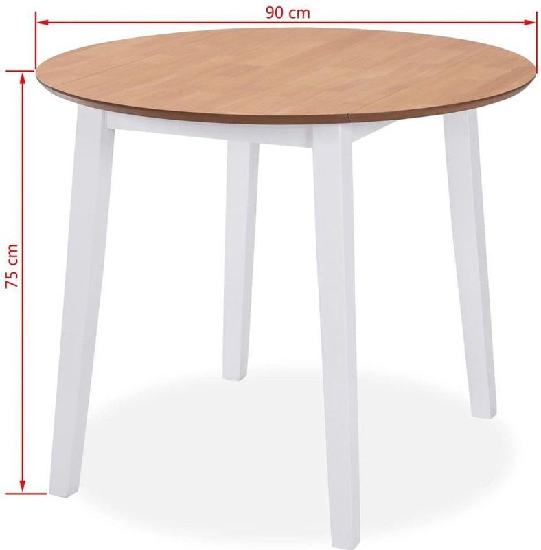 vidaXL - Eettafel - Rond - Wit - MDF - Inklapbaar