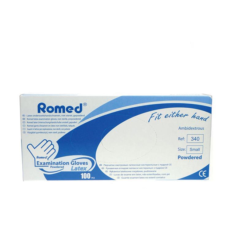 Romed Latex handschoen niet steriel gepoederd S 100st