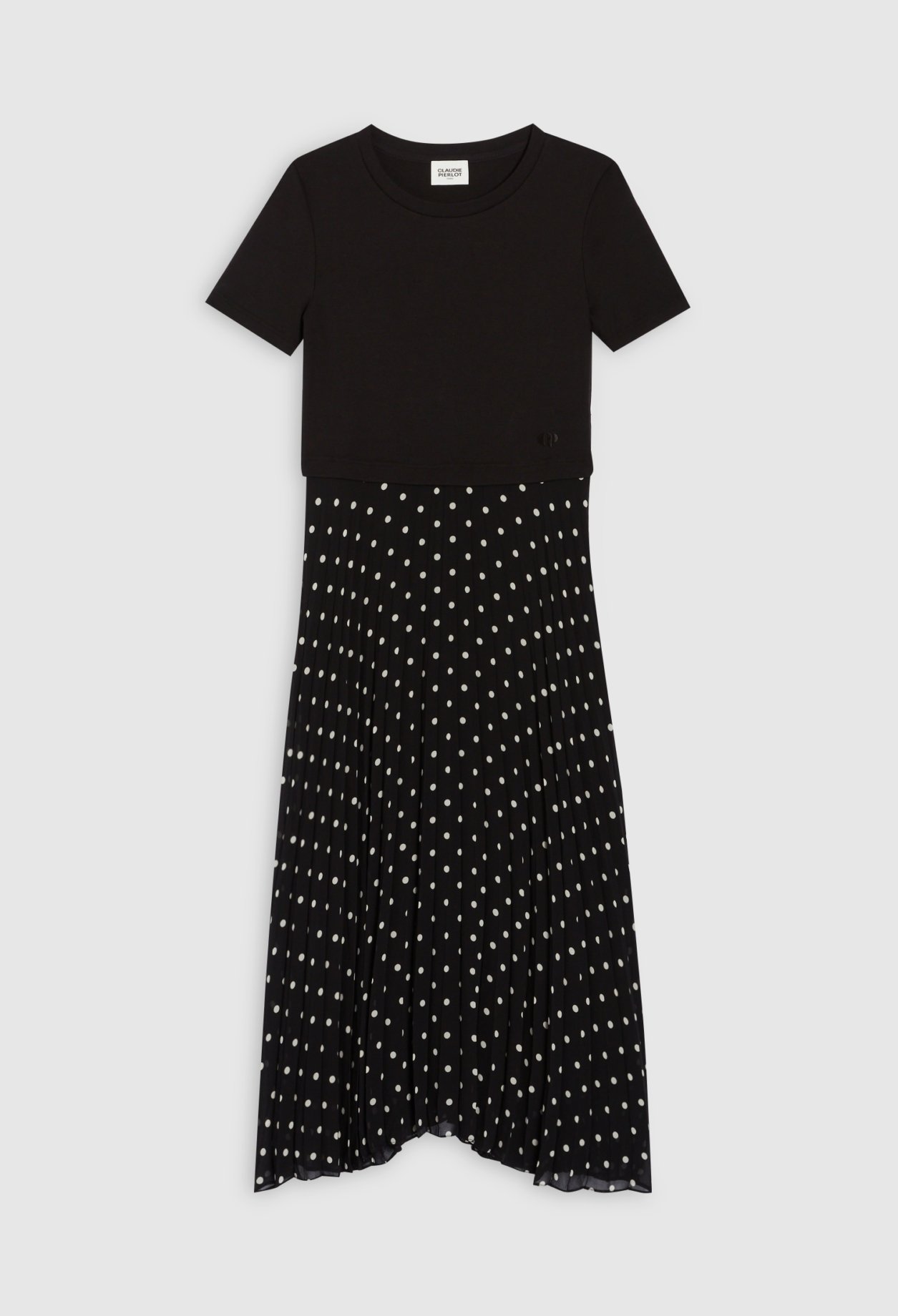 Robe midi bicolore &agrave; pois