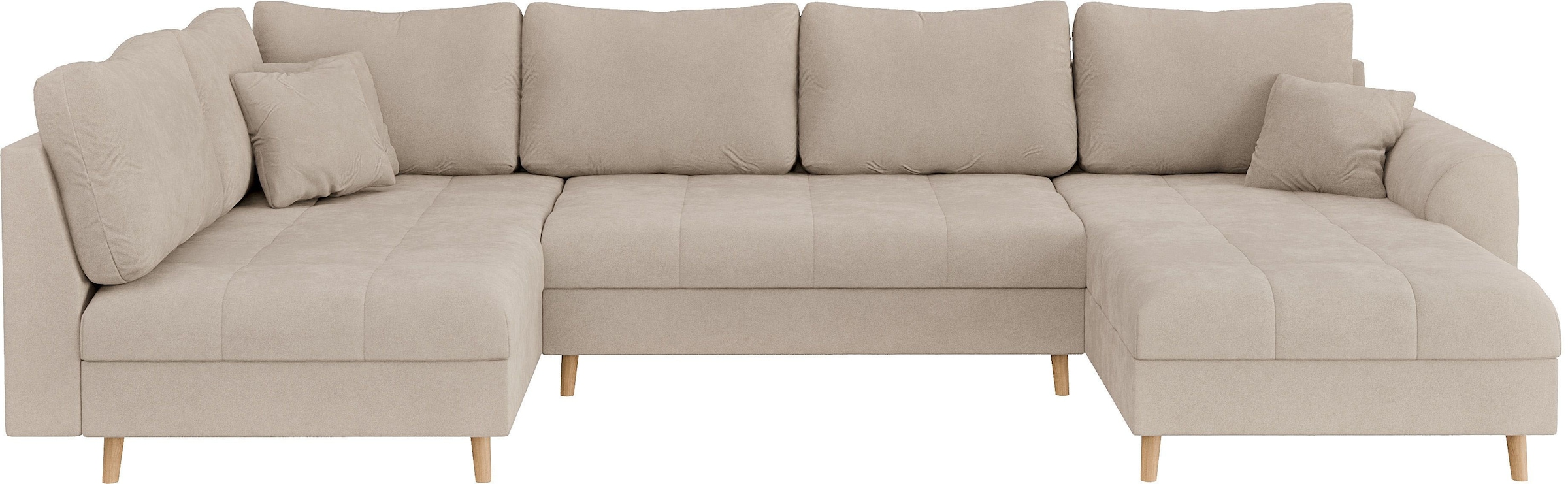 Home affaire Wohnlandschaft »CHARRE U-Form mit Ottomane, Masse B/T/H: 310/161/81 cm« feine Steppung, lose Rücken- und Zierkissen, auch in Cord und Bouclé