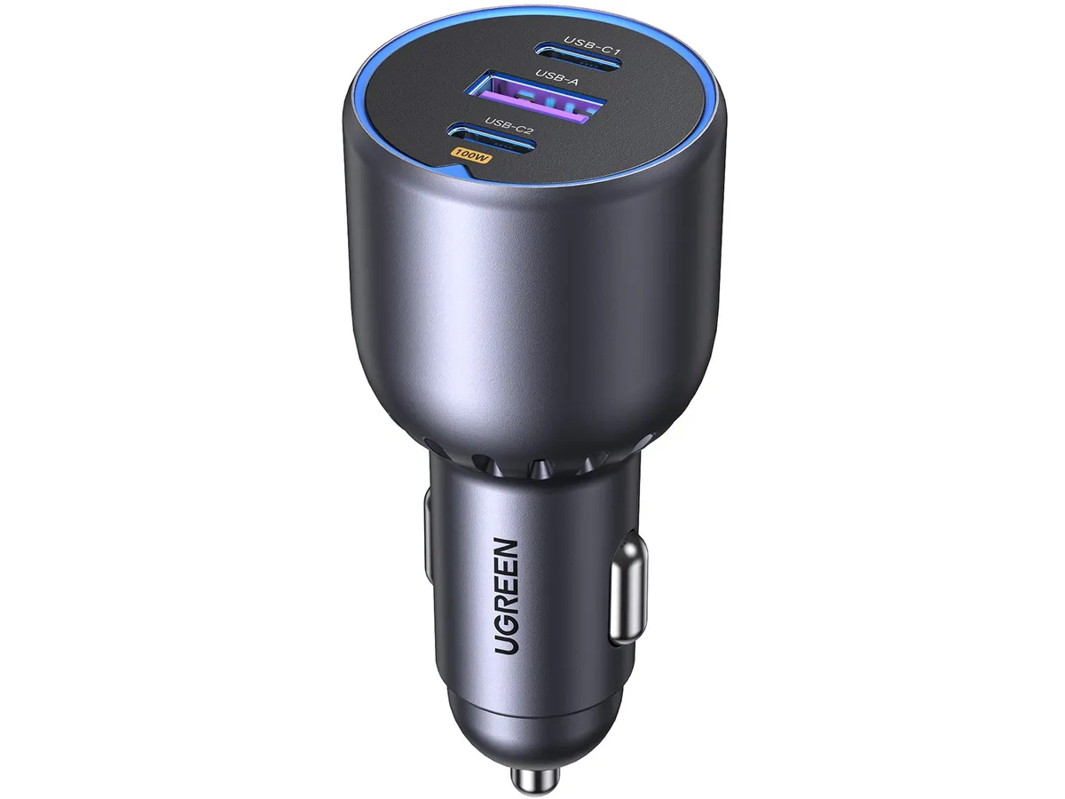 (130W) Dual USB C / USB A Auto KFZ Ladegerät Car Charger Schnellladegerät für Zigarettenanzünder Power Delivery (35025) - Grau