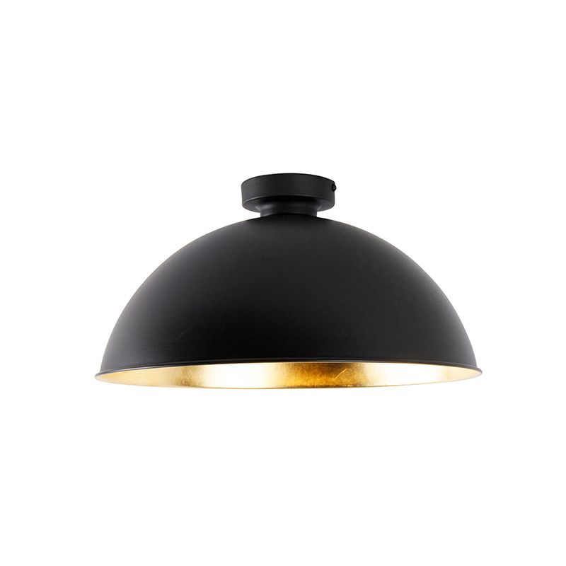 Plafondlamp zwart met goud 42 cm verstelbaar - Magnax
