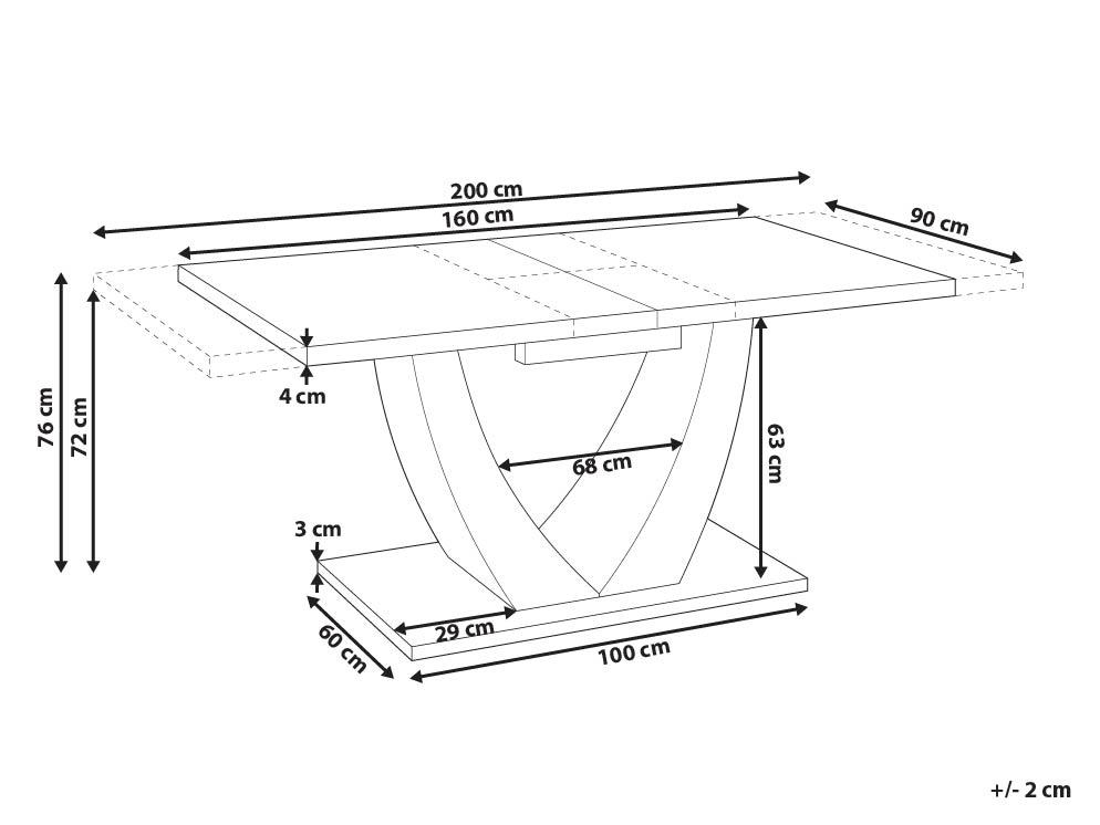 Eettafel uitschuifbaar MERRAN Lichtbeige 90 cm 160/200 cm