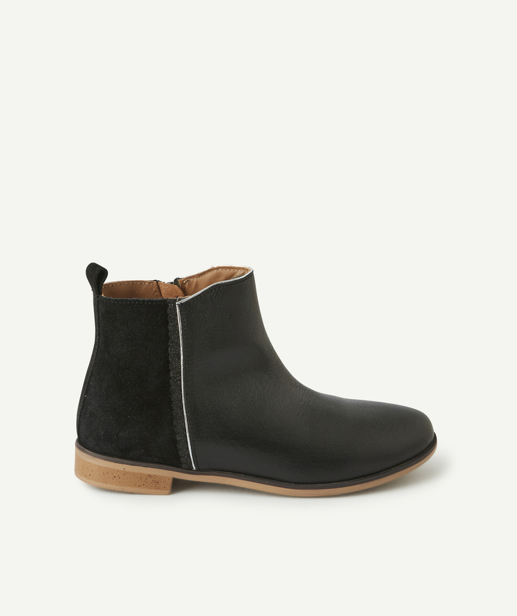 BOTTINES FILLE EN CUIR NOIR