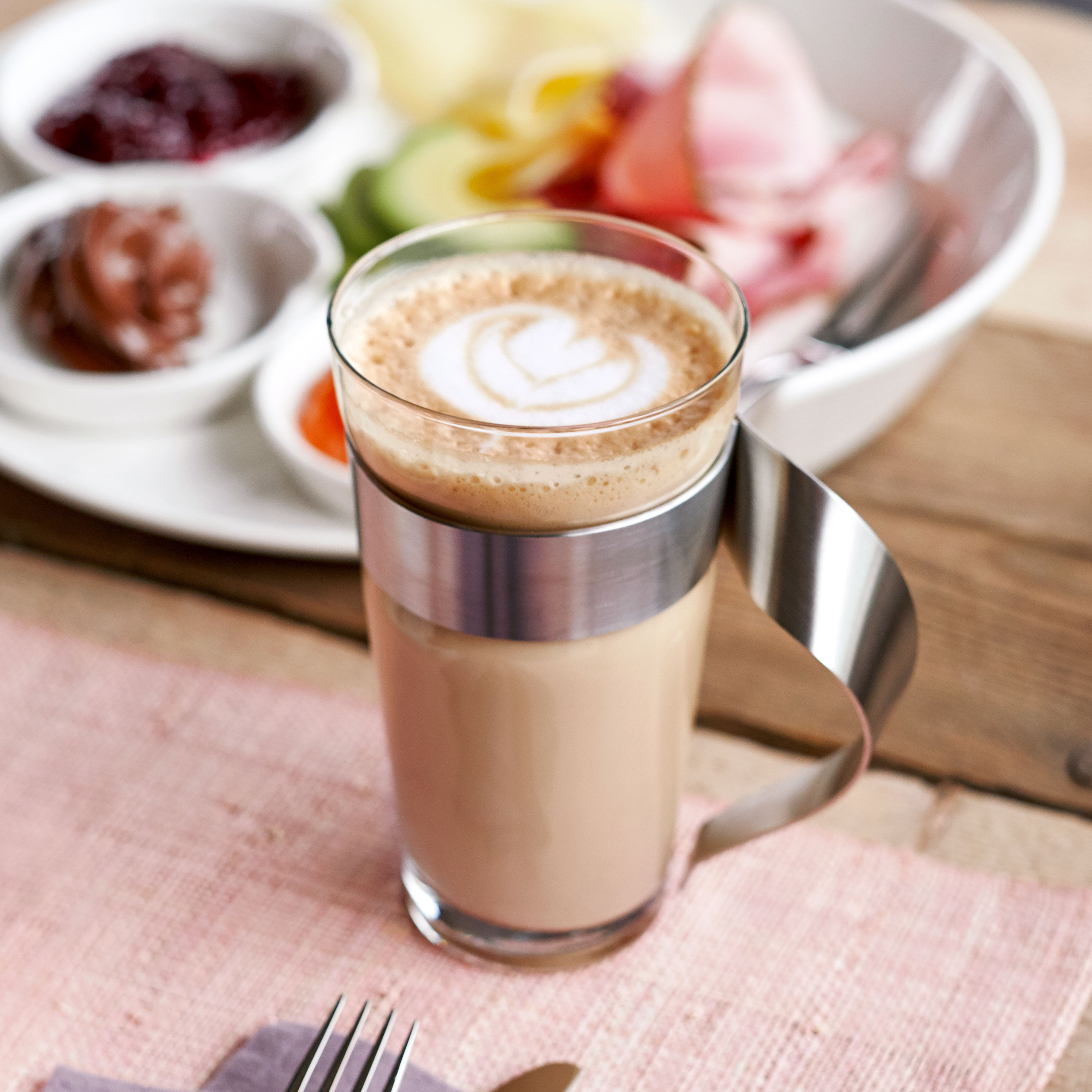 NewWave Latte glass with handle Clear, 10.2 oz, glass