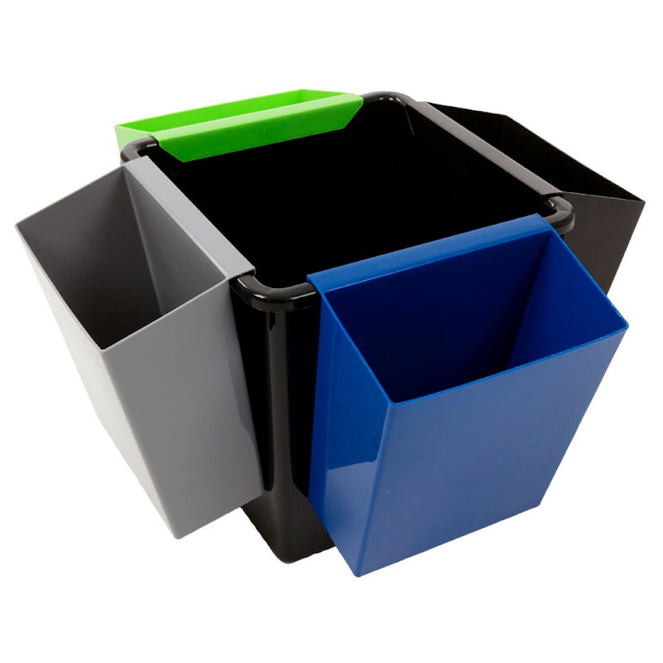 PROREGAL Vierkante Conische Afvalbak 27 Liter HxBxD 36 x 34 x 34 cm Kunststof Zwart