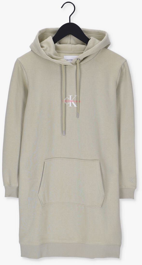 CALVIN KLEIN beige calvin klein mini jurk monogram hoodie dress
