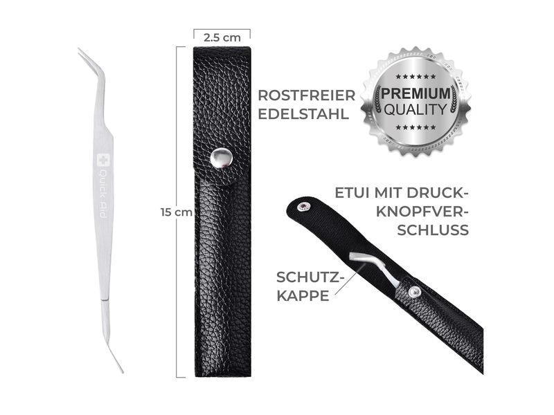 Quick Aid 2 in 1 Zeckenentferner mit Etui 1 Stück Profi-Zeckenentferner mit 2-in1-Funktion