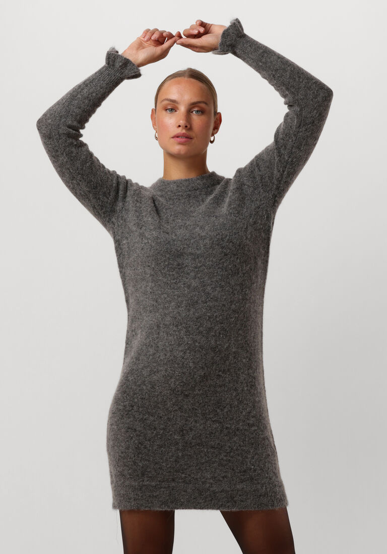 SELECTED FEMME grijze selected femme mini jurk slfsia ras frill ls knit dress
