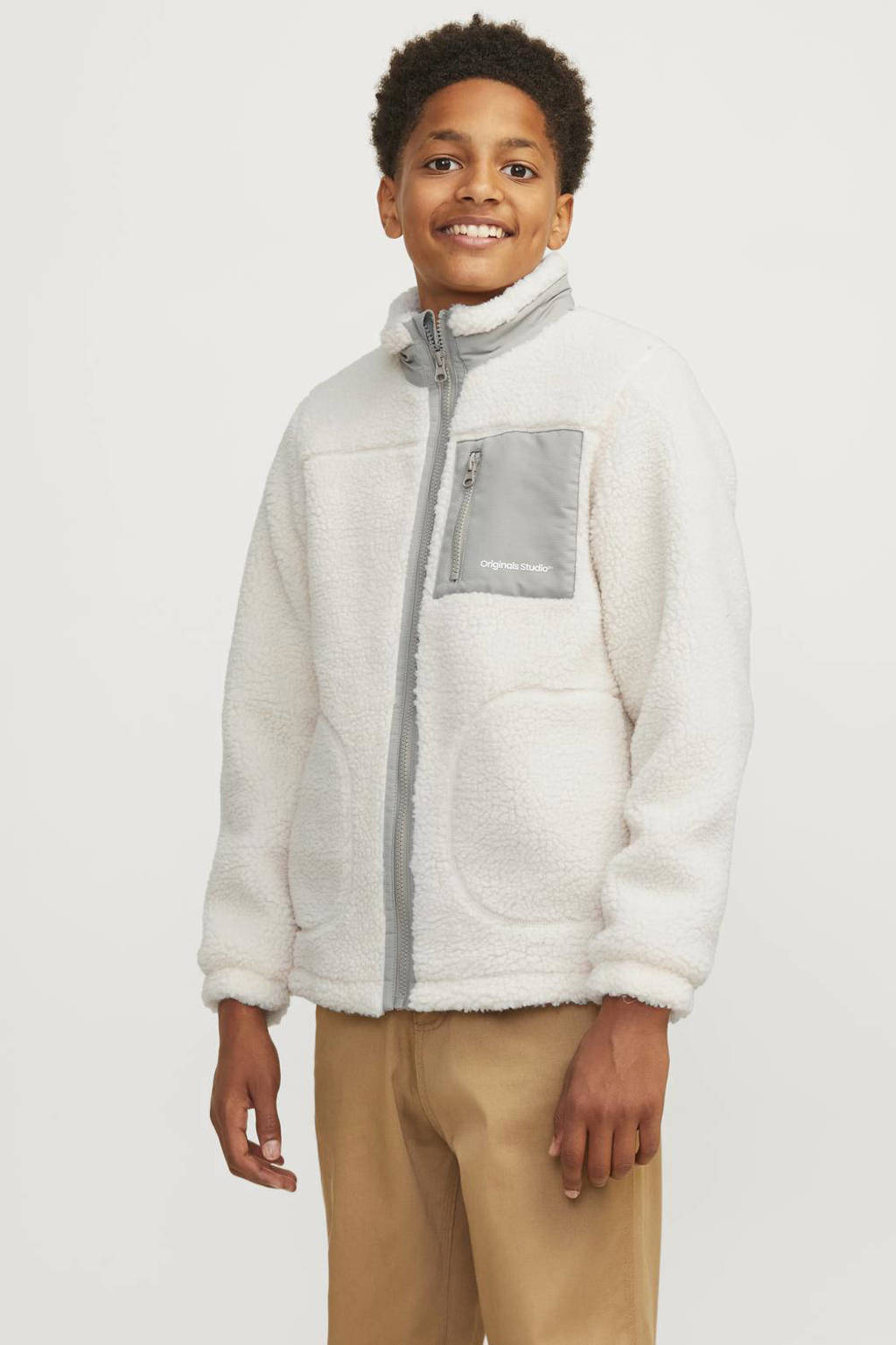 JACK & JONES teddy tussenjas JORVESTERBRO offwhite/lichtgrijs