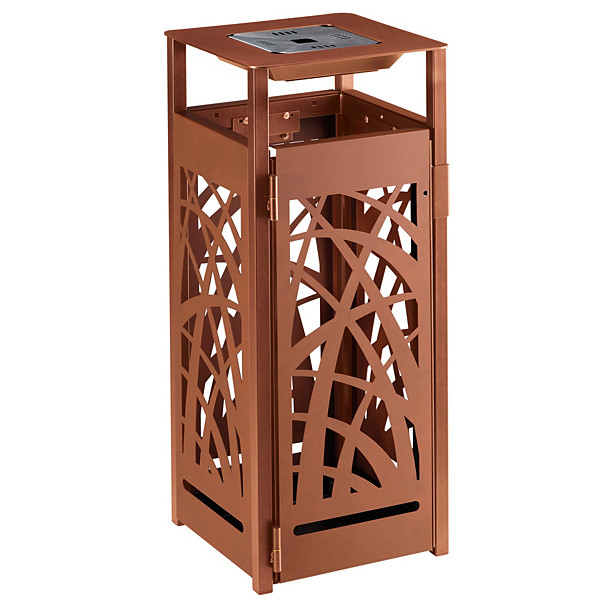 ROSSIGNOL Corbeille a poser ou à fixer cybel - 110 L - avec cendrier 1.5l - effet corten