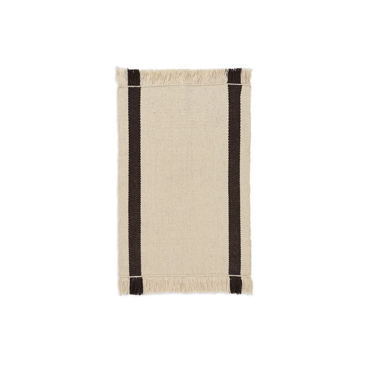 Ferm Living - Calm Kelim Fussmatte, 50 x 70 cm, off-white / coffee