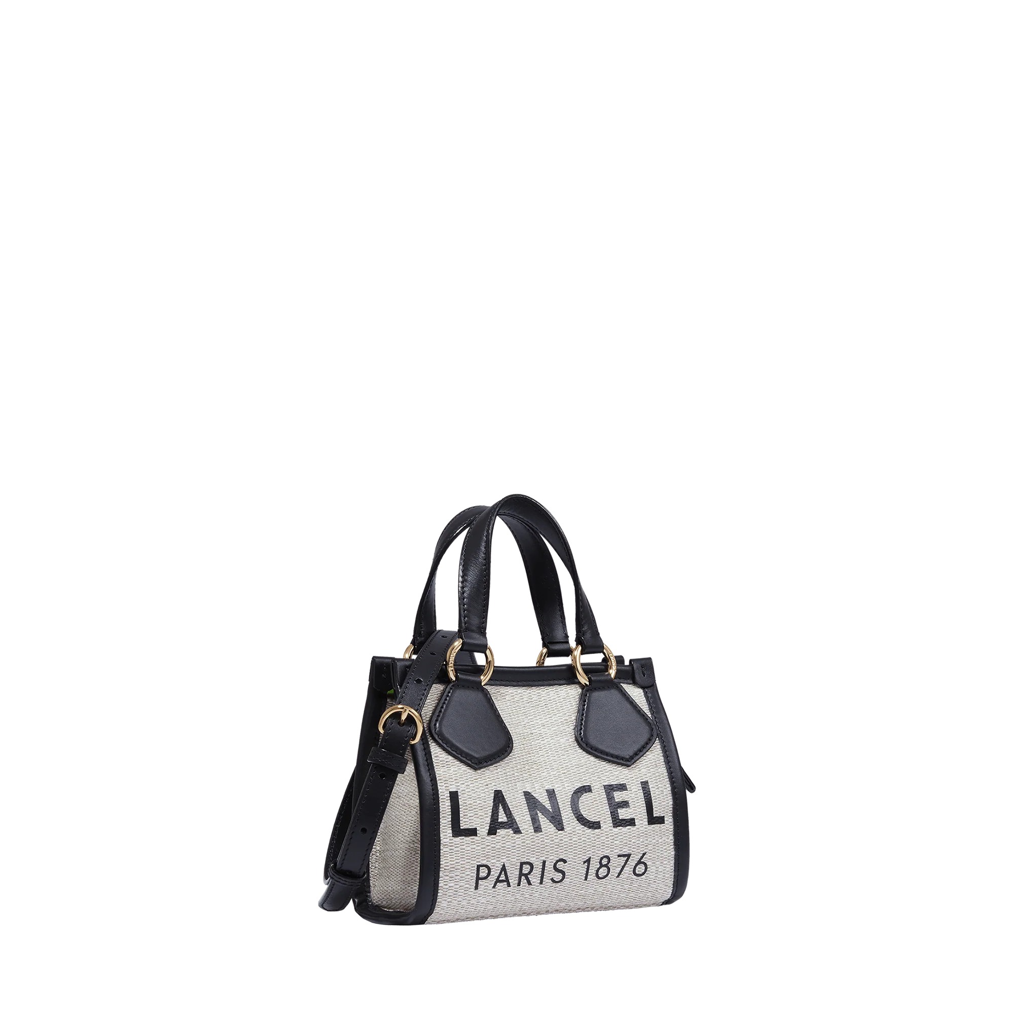 Zipped mini tote Summer tote-Naturel/Noir